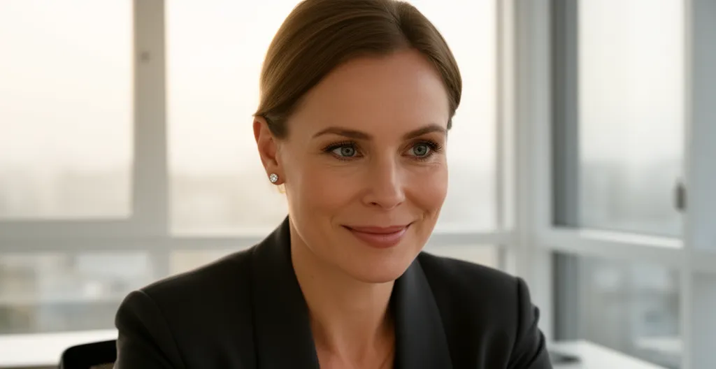 Elegante Diamantohrstecker am Ohr einer Frau im Home-Office