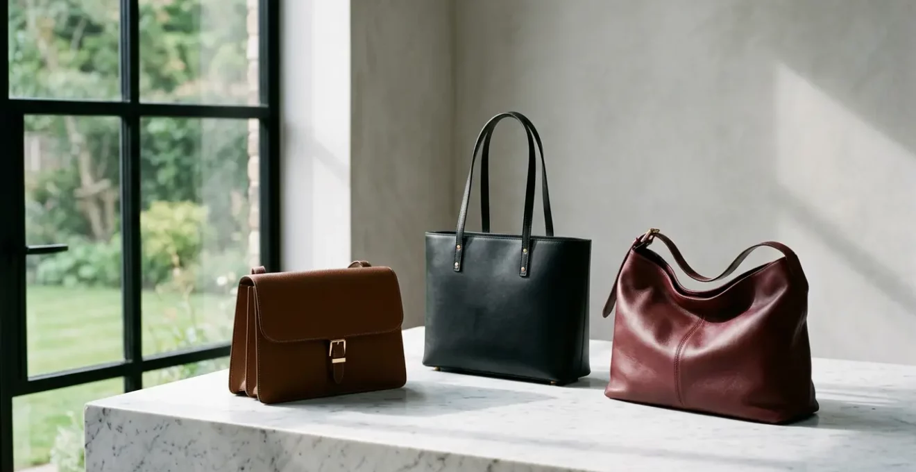 Luxuriöse Designer-Handtaschen als Investment-Optionen im minimalistischen Display
