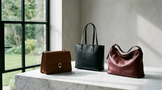 Luxuriöse Designer-Handtaschen als Investment-Optionen im minimalistischen Display