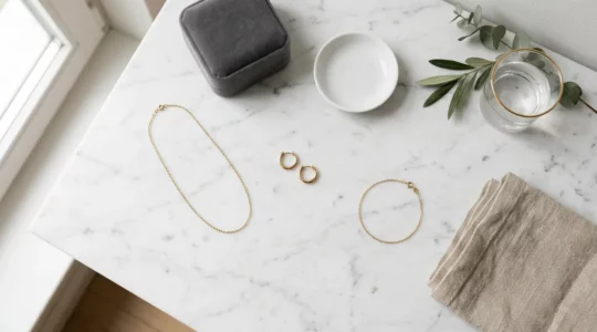 Elegante Goldschmuck-Essentials für Frauen ab 30 im Alltagsstil