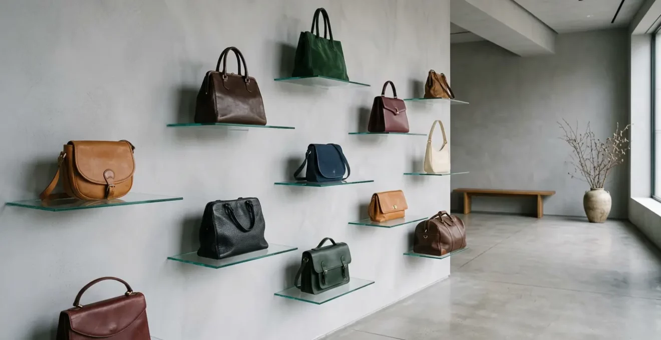 Exquisite Vintage-Luxushandtaschen verschiedener Marken in elegantem Display