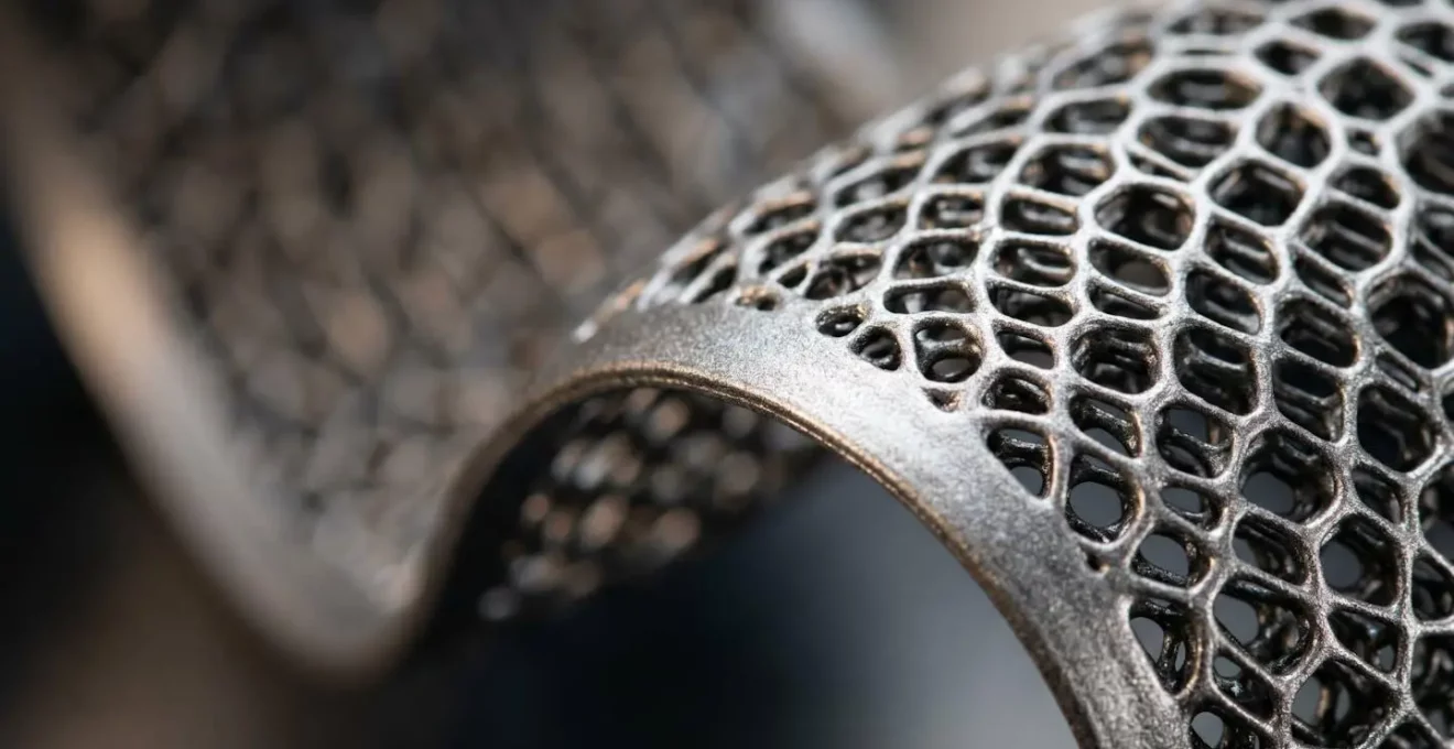 Makroaufnahme zeigt innovative 3D-Druck-Materialien für Mode