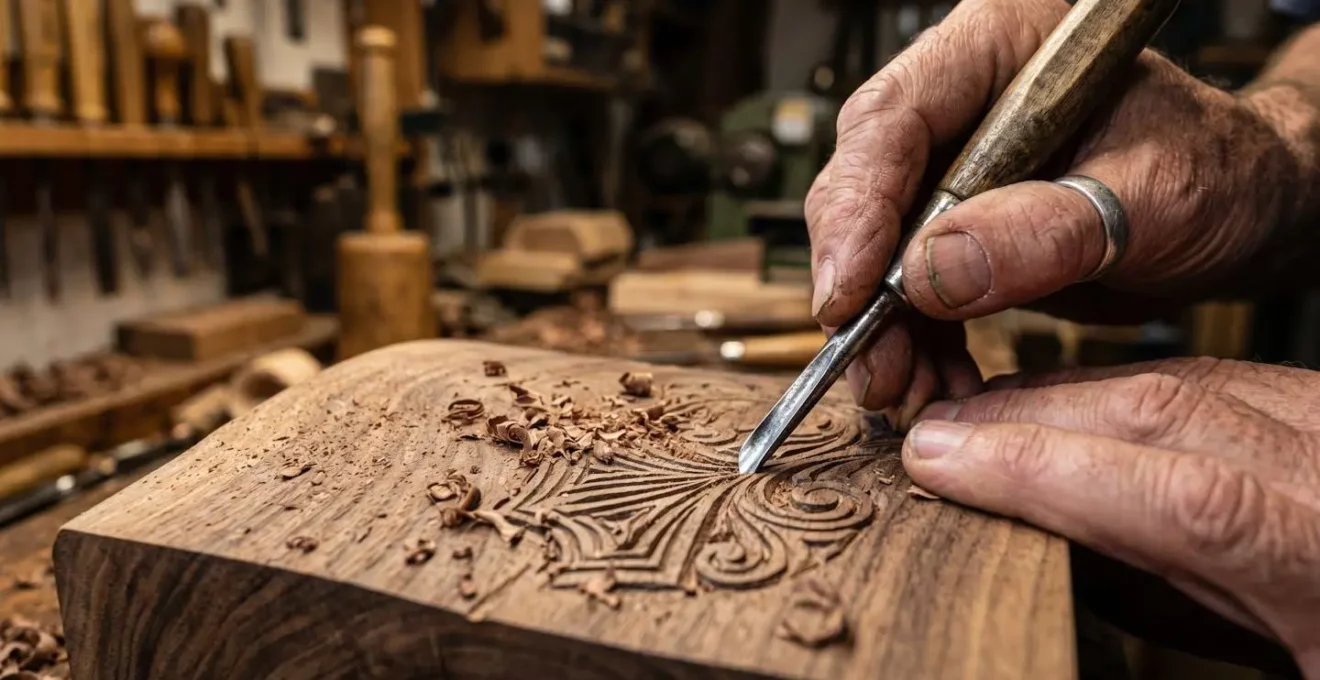 Handwerkliche Personalisierung eines Holzgeschenks in deutscher Manufaktur