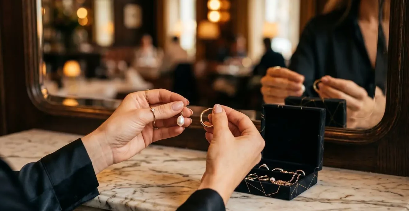 Eleganter Übergang von Perlenohrringen zu Creolen für After-Work Events